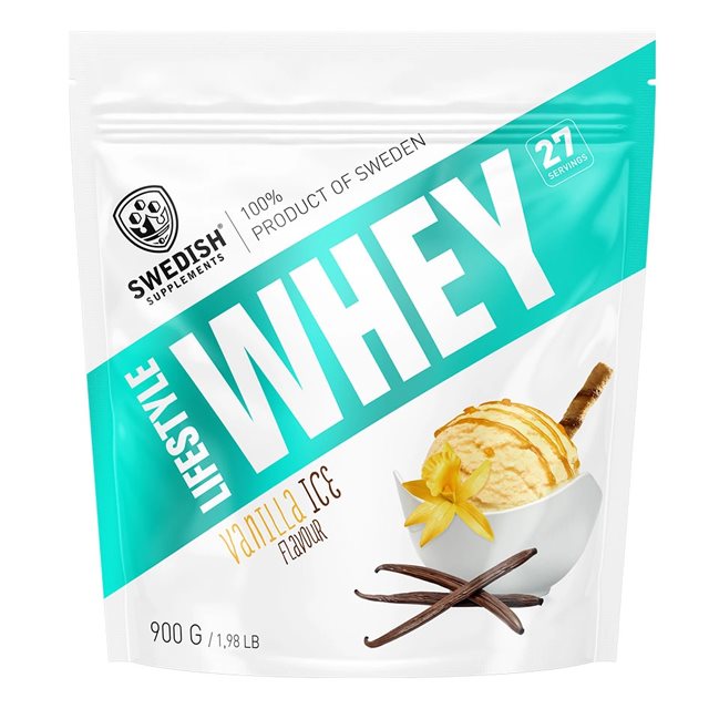 Swedish Supplements Lifestyle Whey Vanilla Ice 900g | Kosttillskott - Proteinpulver - Vassleprotein - Vassleproteinkoncentrat | Gymkraft
