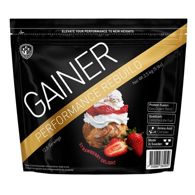 Swedish Supplements Performance Gainer Strawberry Delight 2,5kg | Kampanjer 1 - SweSup Performance Gainer shaker svart på köpet | Gymkraft