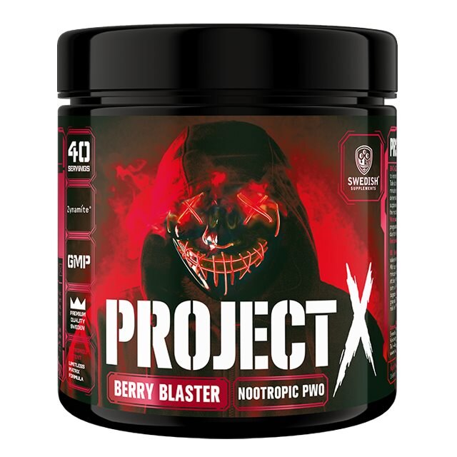 Swedish Supplements Project-X Berry Blaster 330g | Kosttillskott - Prestationshöjare - PWO - Pre-Workout - PWO med koffein | Gymkraft