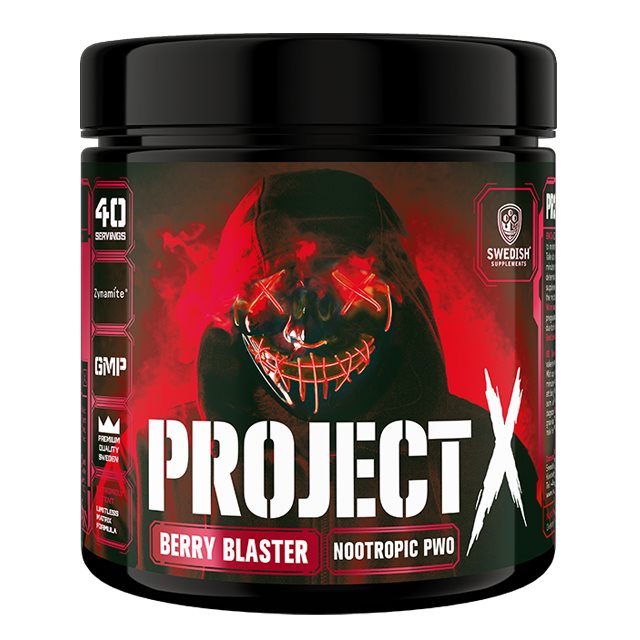 Swedish Supplements Project-X Berry Blaster 330g | Kosttillskott - Prestationshöjare - PWO - Pre-Workout - PWO med koffein | Gymkraft