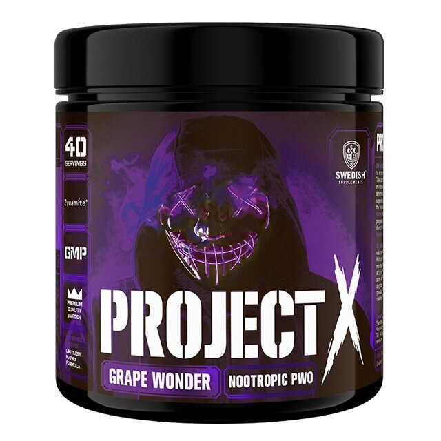 Swedish Supplements Project-X Grape Wonder 330g | Kosttillskott - Prestationshöjare - PWO - Pre-Workout - PWO med koffein | Gymkraft