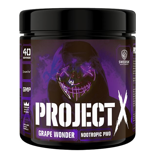 Swedish Supplements Project-X Grape Wonder 330g | Kosttillskott - Prestationshöjare - PWO - Pre-Workout - PWO med koffein | Gymkraft