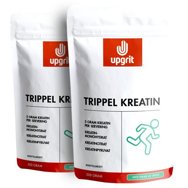 Upgrit Trippel Kreatin Äpple 2x300g | Kosttillskott - Träningstillskott - Före träning | Gymkraft