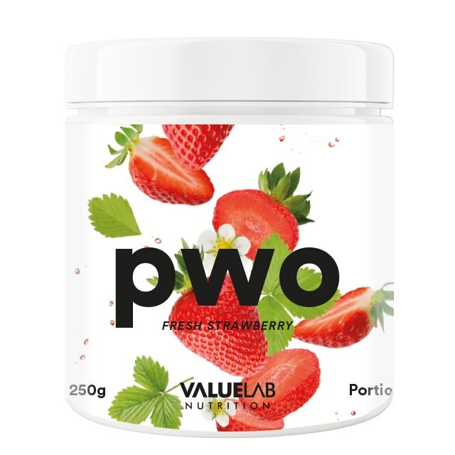 Valuelab PWO Fresh Strawberry 250g | Kosttillskott - Prestationshöjare - PWO - Pre-Workout - PWO med koffein | Gymkraft