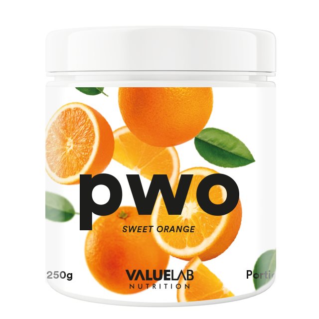 Valuelab PWO Sweet Orange 250g | Kosttillskott - Prestationshöjare - PWO - Pre-Workout - PWO med koffein | Gymkraft
