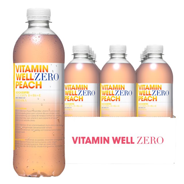 Vitamin Well Zero Peach 12x500ml | VarumÀrken - Vitamin Well | Gymkraft