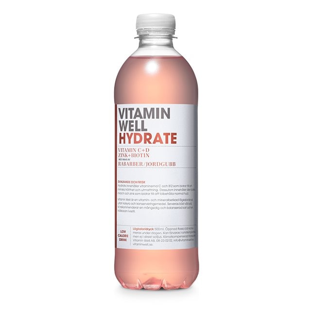 Product Image for Vitamin well hydrate rabarber jordgubb 500ml