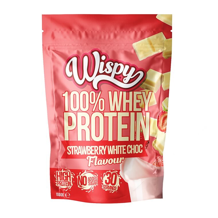Wispy Whey Strawberry White Chocolate 1Kg | Kosttillskott - Proteinpulver - Vassleprotein - Whey 100 | Gymkraft