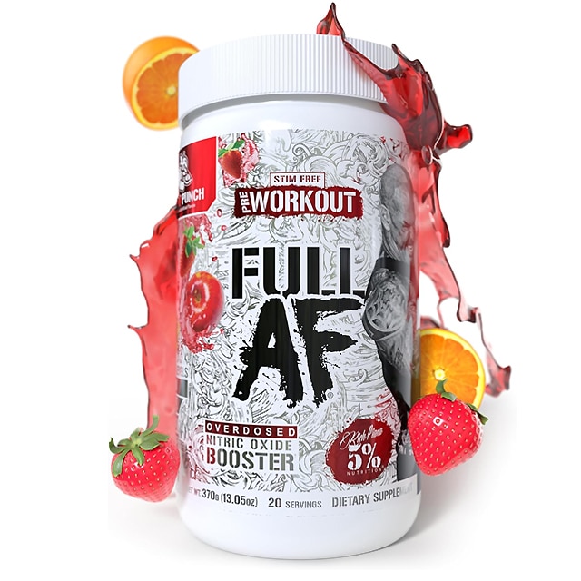5% Nutrition FullAF Pre-Workout | Stim-Free Fruit Punch 370g