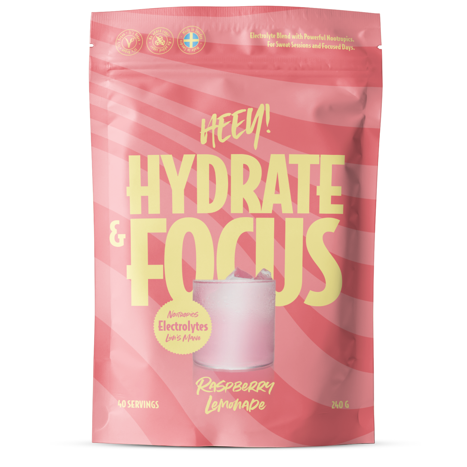 Heey! Hydrate & Focus Raspberry Lemonade 240g