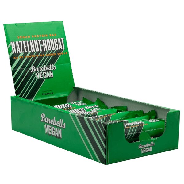 Barebells proteinbars vegan hazelnut nougat box