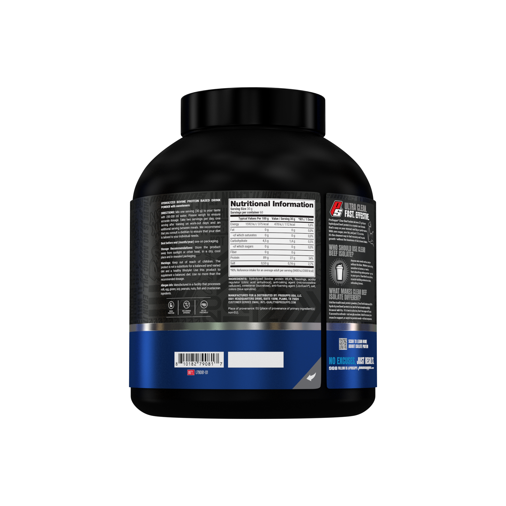 Pro Supps Beef Protein Isolate Blue Razz 1816g
