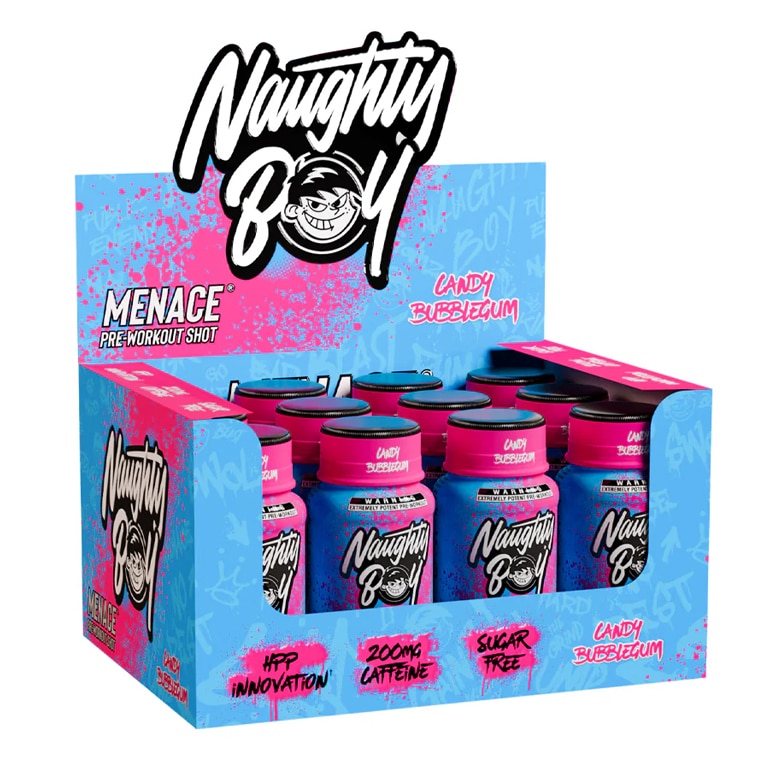 Naughty Boy Menace Pre-Workout Shot Candy Bubbelgum 12x60ml