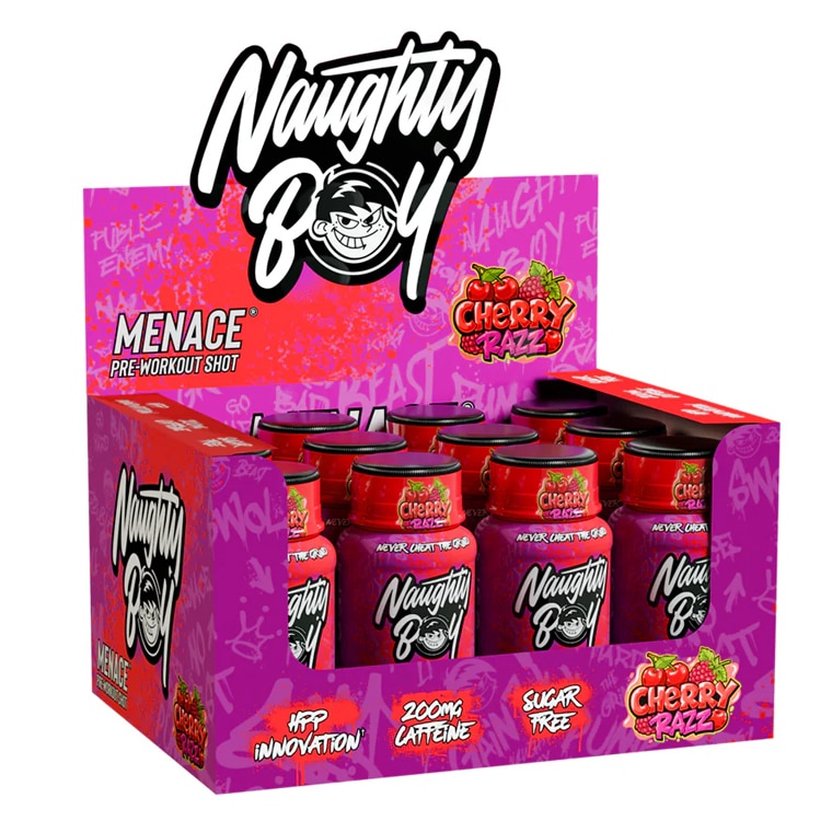 Naughty Boy Menace Pre-Workout Shot Cherry Razz 12x60ml