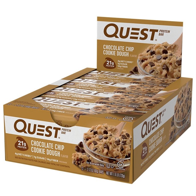 Quest Protein Bar Chocolate Chip Cookie Dough 12x60g