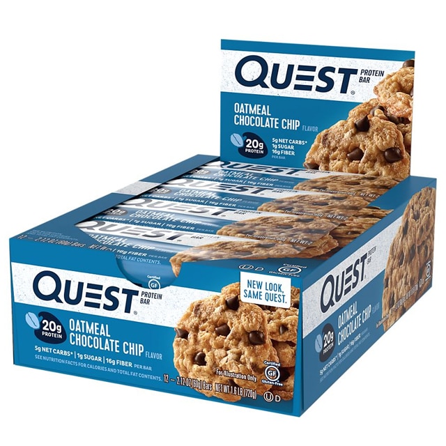 quest bar oatmeal chocolate chip box 12x60g