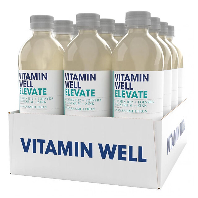 vitaminwell elevate ananas smultron 12x500ml