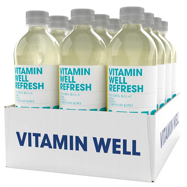 vitaminwell refresh lemonade kiwi 12x500ml
